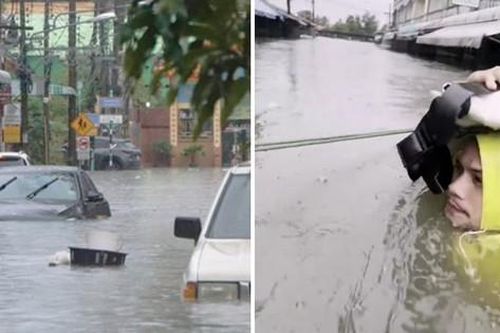 Hình ảnh ngập lụt nghiêm trọng ở Thái Lan: Nước cao đến cổ, làng bị nhấn chìm
