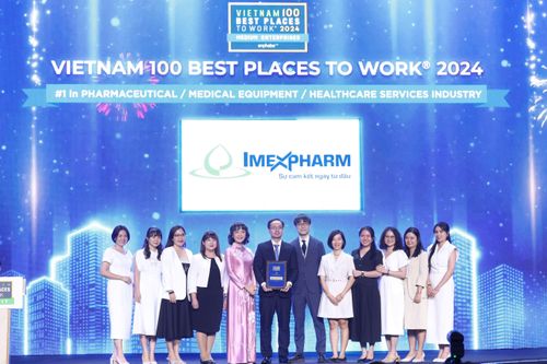 Imexpharm có môi trường làm việc tốt nhất ngành Dược Việt Nam năm 2024