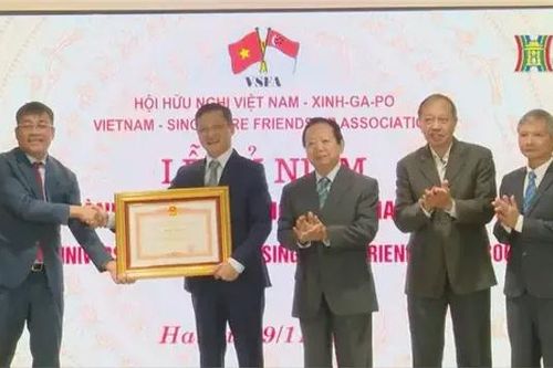 Hội hữu nghị Việt Nam-Singapore đón nhận Bằng khen của Thủ tướng