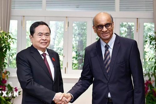 Chủ tịch Quốc hội Trần Thanh Mẫn chào Tổng thống Singapore