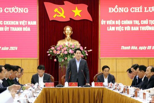 Chủ tịch nước Lương Cường: Thanh Hóa cần quán triệt mục tiêu đến năm 2030 là một trung tâm lớn vùng Bắc Trung Bộ và cả nước