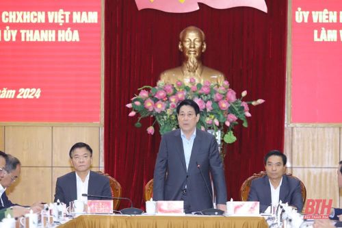 Chủ tịch nước Lương Cường làm việc với Ban Thường vụ Tỉnh ủy Thanh Hóa