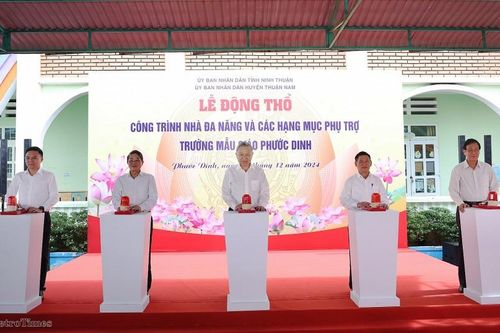 Tổng Bí thư Tô Lâm trao tặng công trình nhà đa năng cho Trường Mẫu giáo Phước Dinh (Ninh Thuận)