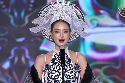 Á hậu Khánh Linh 'nổi da gà' khi diễn trang phục dân tộc tại Miss Intercontinental