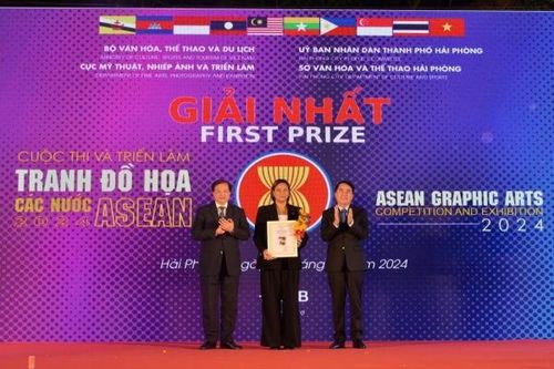 Khai mạc triển lãm tranh đồ họa các nước ASEAN 2024 tại Hải Phòng