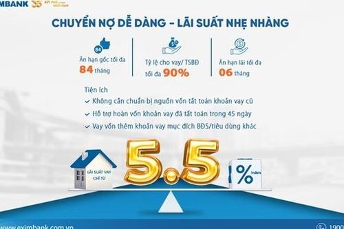Chuyển nợ dễ dàng - lãi suất nhẹ nhàng cùng Eximbank
