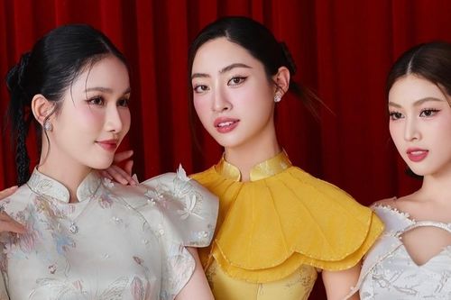 Lương Thùy Linh, Phương Anh 'phá cách' với áo dài Tết thêu đính độc đáo