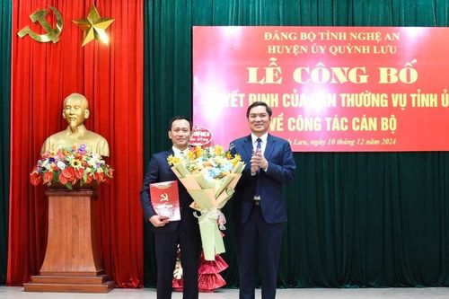 Đồng chí Trần Việt Dũng giữ chức vụ Phó Bí thư Huyện ủy Quỳnh Lưu