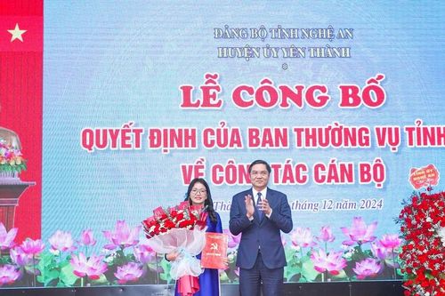 Chuẩn y đồng chí Trần Thị Bình giữ chức Bí thư Huyện ủy Yên Thành
