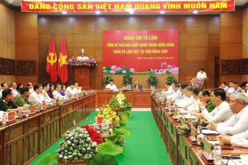 Tổng Bí thư Tô Lâm làm việc với Ban Chấp hành Đảng bộ tỉnh Đồng Tháp