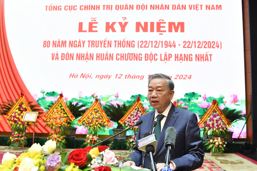 Phát biểu của Tổng Bí thư Tô Lâm tại Lễ kỷ niệm 80 năm Ngày truyền thống Tổng cục Chính trị Quân đội nhân dân Việt Nam và đón nhận Huân chương Độc lập hạng Nhất
