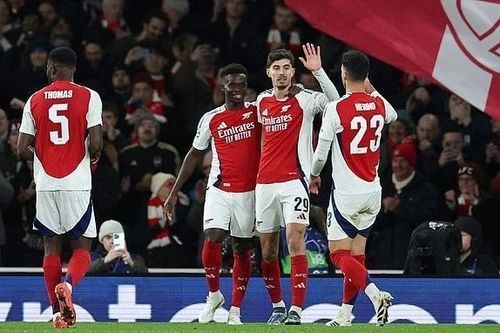 Saka lập cú đúp giúp Arsenal tiến gần vé tứ kết Champions League