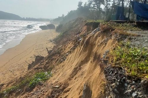 Bãi biển đẹp nhất Quảng Ngãi bị sạt lở, uy hiếp đường giao thông