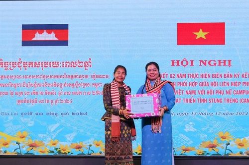 Hội Phụ nữ 2 tỉnh Gia Lai và Stung Treng sơ kết 2 năm ký kết chương trình phối hợp