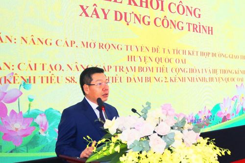 Quốc Oai đồng loạt khởi công hai dự án giao thông, thủy lợi trọng điểm