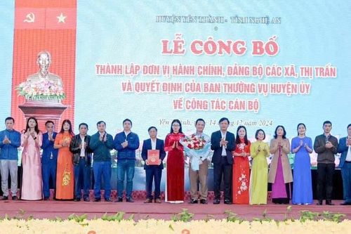Huyện Yên Thành chính thức ra mắt các xã mới sau sáp nhập
