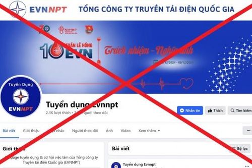 Cảnh báo giả mạo Fanpage của EVNNPT để tuyển dụng nhân sự