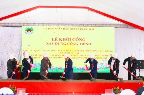 Huyện Quốc Oai khởi công xây dựng dự án giao thông và thủy lợi