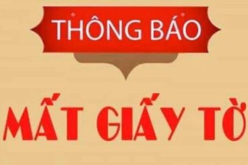 Thông báo mất giấy tờ xe