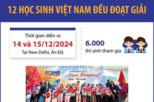 Cuộc thi Bàn tính số học trí tuệ 2024: 12 học sinh Việt Nam đều đoạt giải