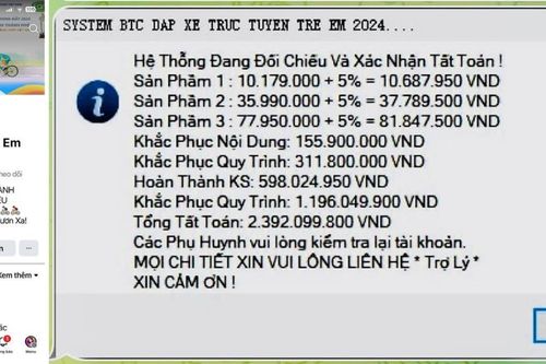 Một phụ nữ vừa bị lừa trên 2 tỷ đồng sau khi đăng ký Cuộc thi xe đạp trẻ em 2024