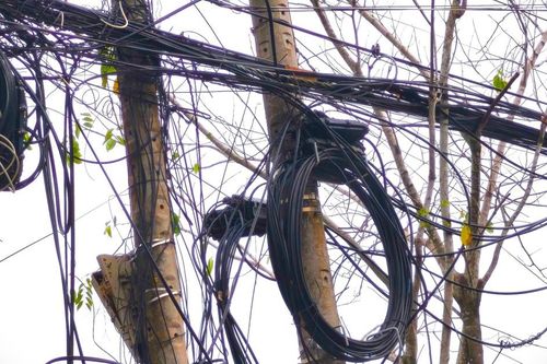 Bạc Liêu: dây cáp 'nhùng nhằng' trên trụ điện chưa thể giải quyết dứt điểm