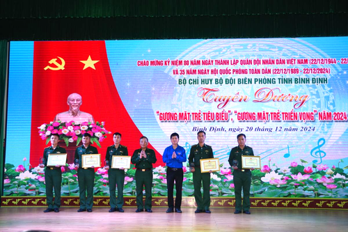 Tuyên dương 'Gương mặt trẻ tiêu biểu', 'Gương mặt trẻ triển vọng' BĐBP Bình Định năm 2024