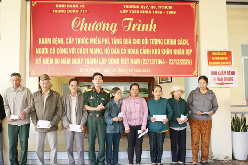 Trung đoàn 717 tặng quà, khám bệnh, cấp thuốc miễn phí
