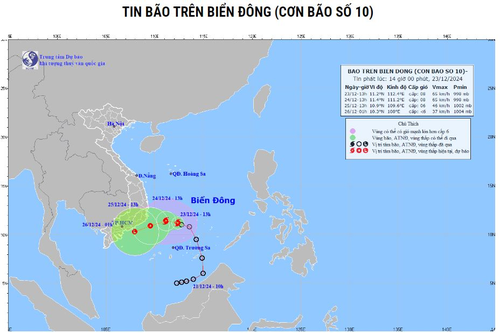 Áp thấp nhiệt đới mạnh lên thành bão số 10 (Pabuk)