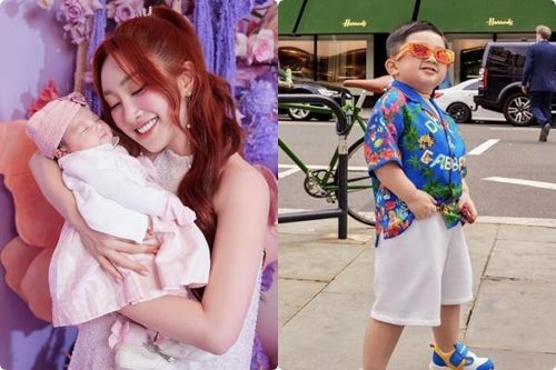 Hai con nhà Chi Bảo - Lý Thùy Chang mặc đồ hiệu từ bé