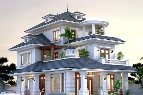 Mẫu nhà 3 tầng mái Thái hiện đại