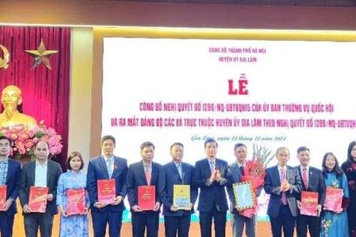 Huyện Gia Lâm ra mắt 5 Đảng bộ xã trực thuộc sau sắp xếp đơn vị hành chính