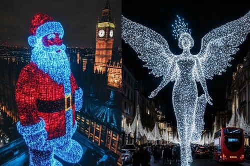 Ngỡ ngàng trước mô hình ông già Noel khổng lồ trước tháp Big Ben
