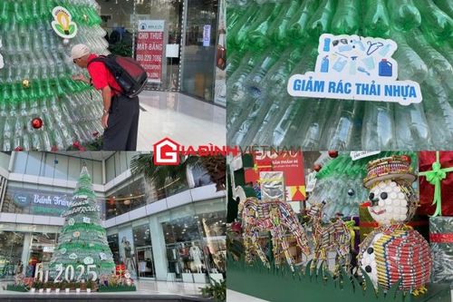 Cây thông Noel khổng lồ làm từ 3.000 chai nhựa 'gây sốt' ở Hà Nội