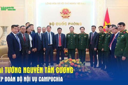 Đại tướng Nguyễn Tân Cương tiếp đoàn Bộ Nội vụ Campuchia