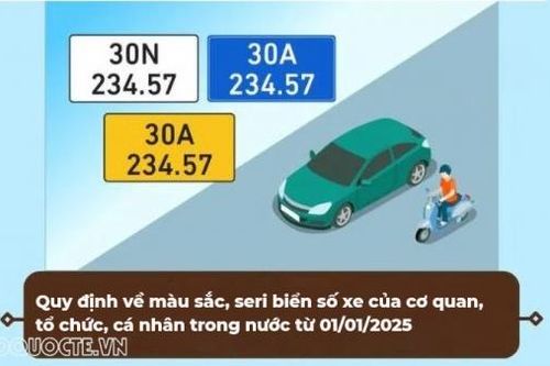 Quy định về màu sắc, seri biển số xe của cơ quan, tổ chức, cá nhân trong nước từ 1/1/2025