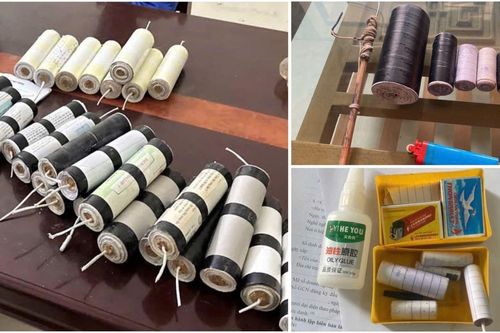 Công an kiểm tra học sinh phát hiện gậy 3 khúc, pháo tự chế