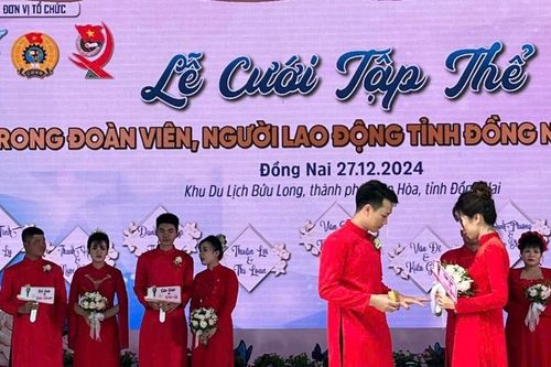 Tổ chức cưới tập thể cho 9 đôi uyên ương công nhân ở Đồng Nai