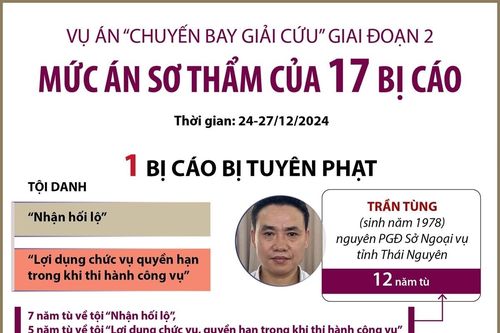 Vụ án 'chuyến bay giải cứu' giai đoạn 2: Mức án sơ thẩm của 17 bị cáo