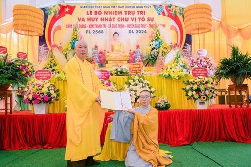 Nam Định: Ban Trị sự GHPGVN H.Giao Thủy công bố quyết định bổ nhiệm trụ trì chùa Hiếu Quang