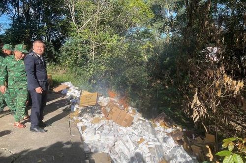 Tiêu hủy hàng vạn bao thuốc lá ngoại nhập lậu