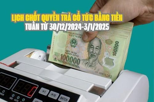 Lịch chốt quyền trả cổ tức bằng tiền tuần tới (30/12/2024-3/1/2025): 3 doanh nghiệp trả cổ tức cao nhất 20%