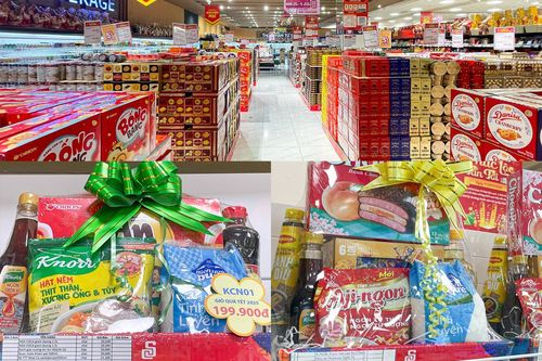 Nước mắm, dầu ăn, xà phòng hóa giỏ quà Tết độc lạ