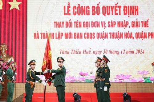 Thành lập Ban CHQS quận Thuận Hóa, quận Phú Xuân thuộc Bộ CHQS thành phố Huế