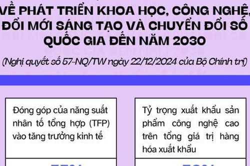 Một số chỉ tiêu về phát triển khoa học, công nghệ, đổi mới sáng tạo và chuyển đổi số đến năm 2030