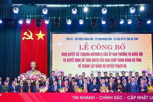 Lãnh đạo tỉnh dự lễ thành lập Đảng bộ huyện Thạch Hà