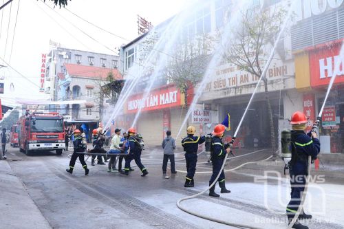 Thực tập phương án chữa cháy và cứu nạn cứu hộ tại Chợ siêu thị An Thái Bình