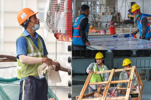 Công nhân làm việc xuyên lễ trên công trường nhà ga T3 Tân Sơn Nhất