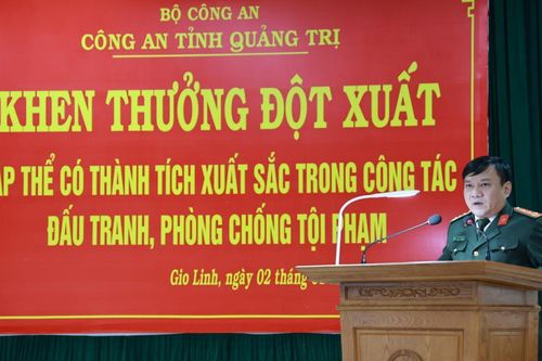 Công an Quảng Trị trao thưởng đột xuất thành tích triệt phá hoạt động mua bán, vận chuyển trái phép vật liệu nổ