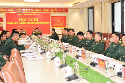 Thượng tướng Lê Quang Minh dự, chỉ đạo Hội nghị Đảng ủy Tổng công ty Đông Bắc